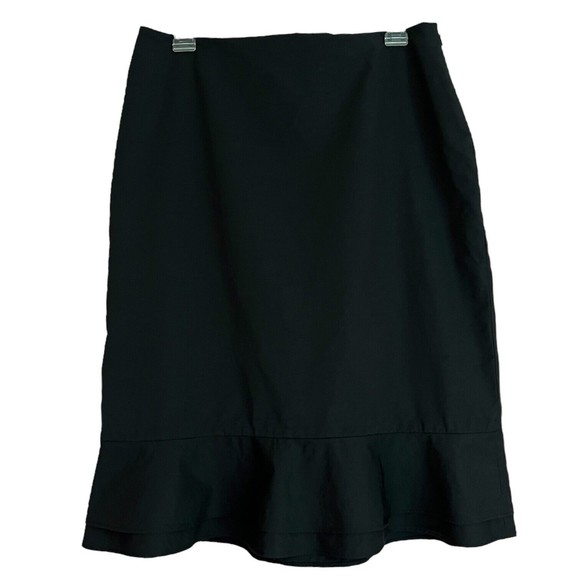 British India Black Skirt Ruffle Bottom Trumpet Style w/ Flounce Women's Size 9 - Picture 8 of 11